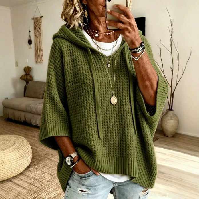 Solid color casual knit sweater - sleeve detail