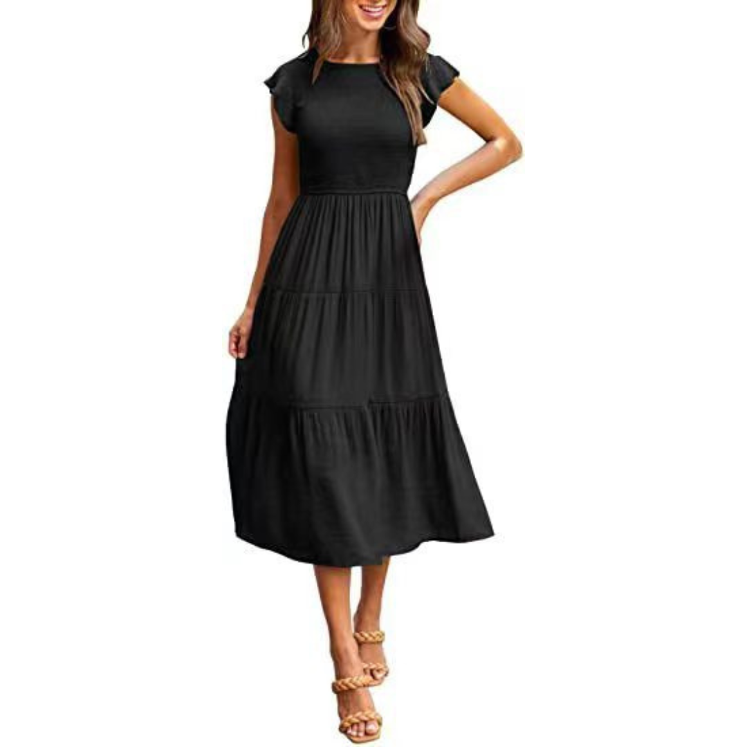 The Inès — Flutter Sleeve Midi Dress