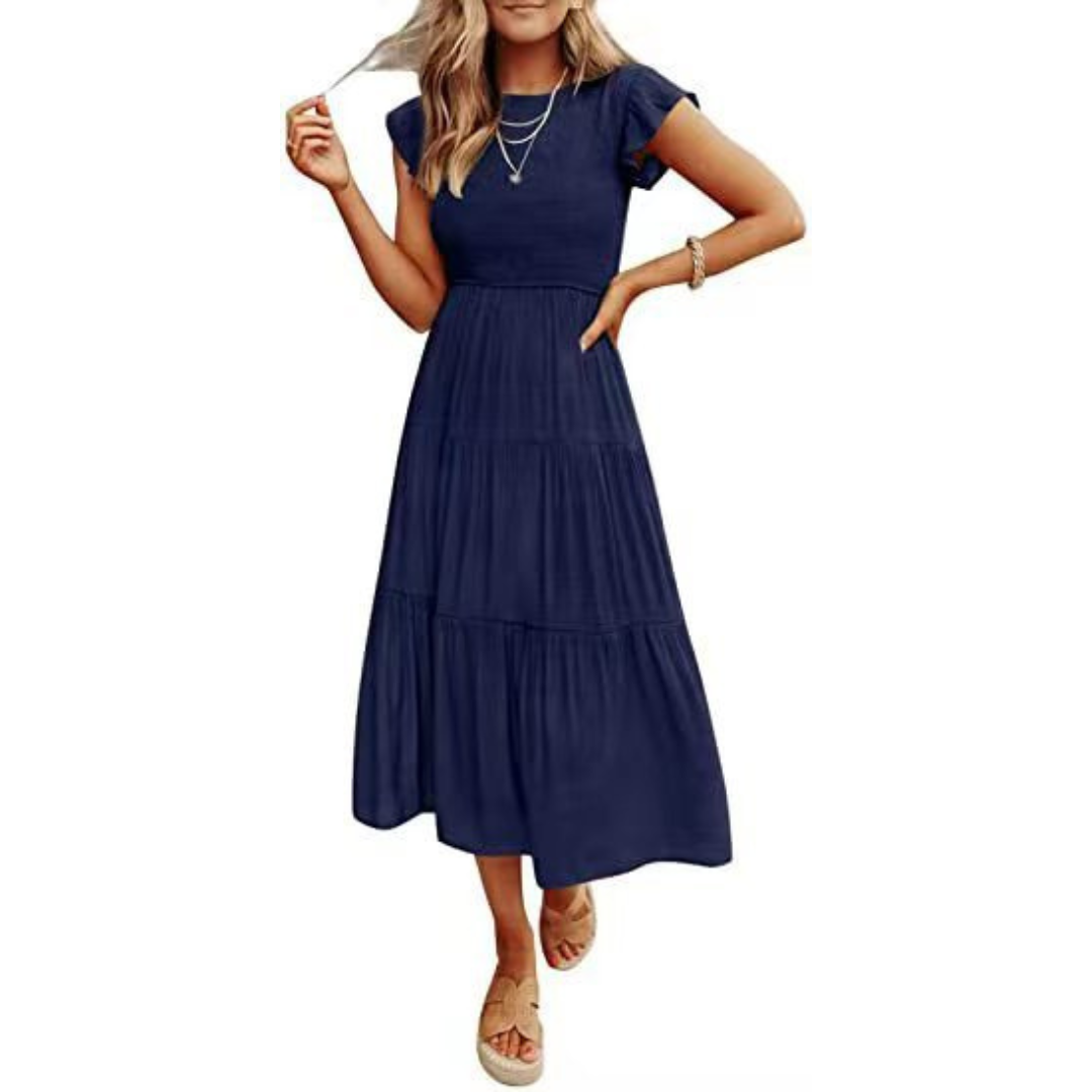The Inès — Flutter Sleeve Midi Dress