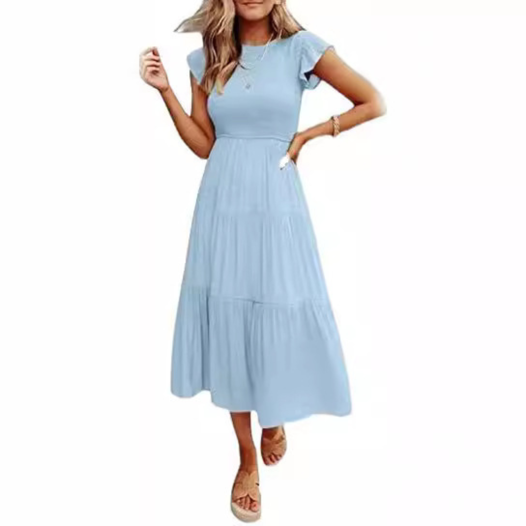The Inès — Flutter Sleeve Midi Dress