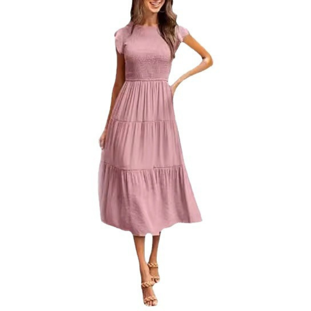 The Inès — Flutter Sleeve Midi Dress