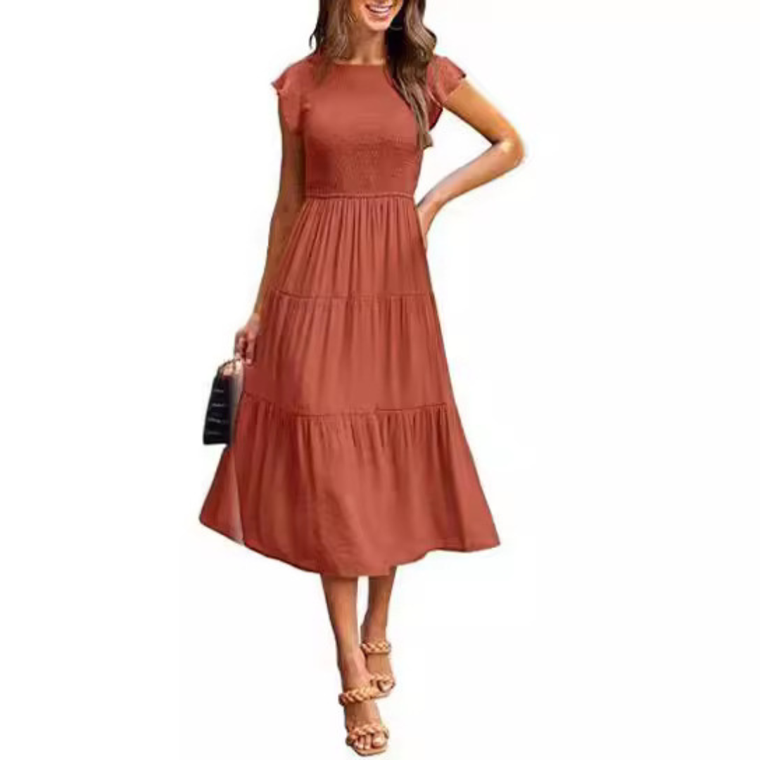 The Inès — Flutter Sleeve Midi Dress