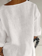 Noemie — Relaxed Button-Front Woven Blouse