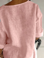 Noemie — Relaxed Button-Front Woven Blouse
