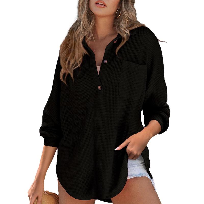 The Joséphine — Waffle-Knit V-Neck Sweater