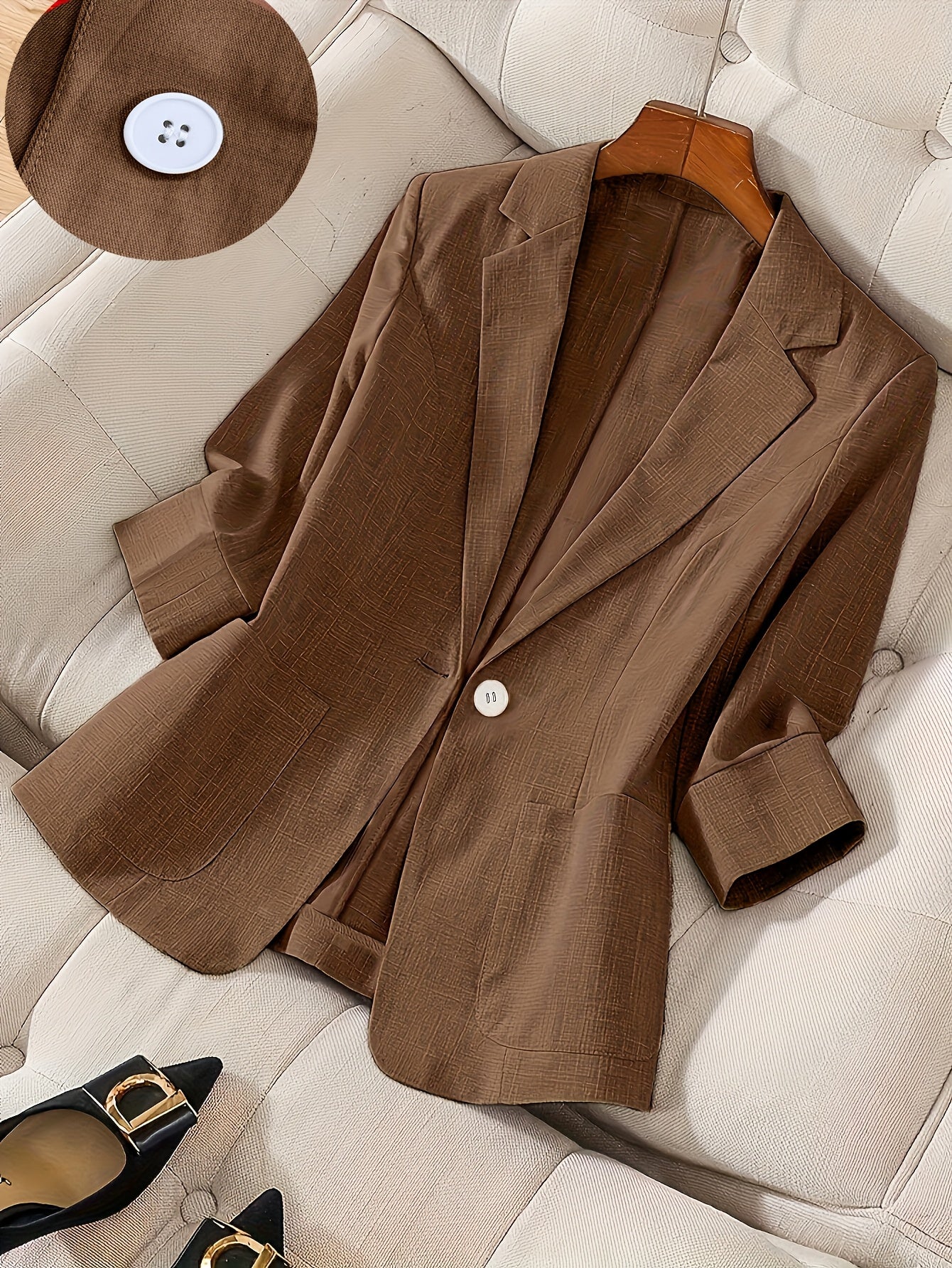 Camille — Soft Three-Quarter Sleeve Tailored Jacket