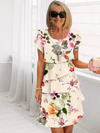 The Solène — Fitted Floral Midi Dress