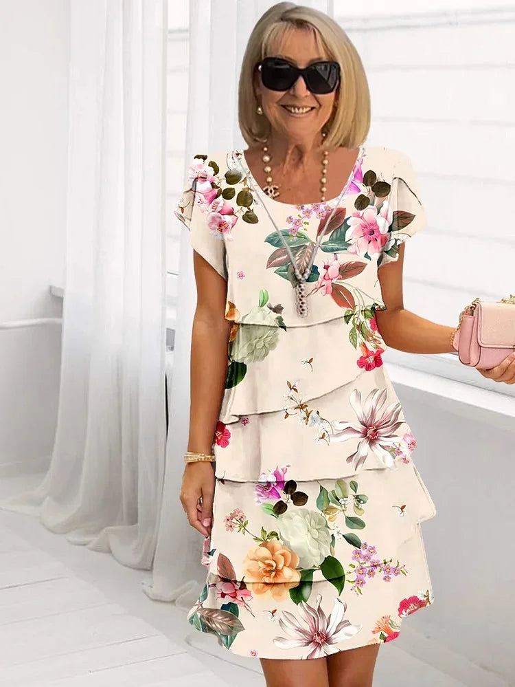 The Solène — Fitted Floral Midi Dress