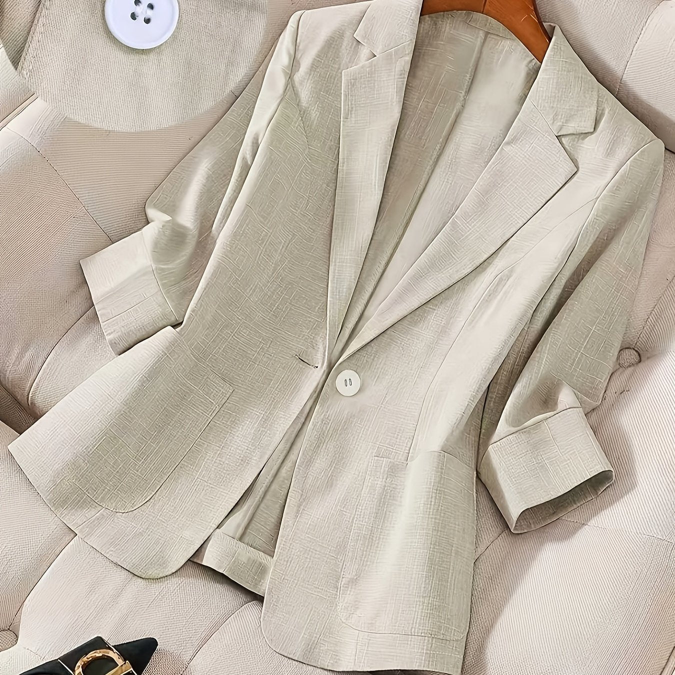 Camille — Soft Three-Quarter Sleeve Tailored Jacket