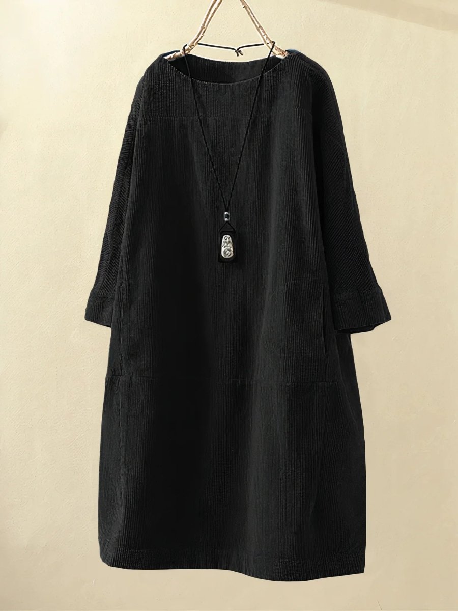 The Clara — Soft Corduroy Midi Dress