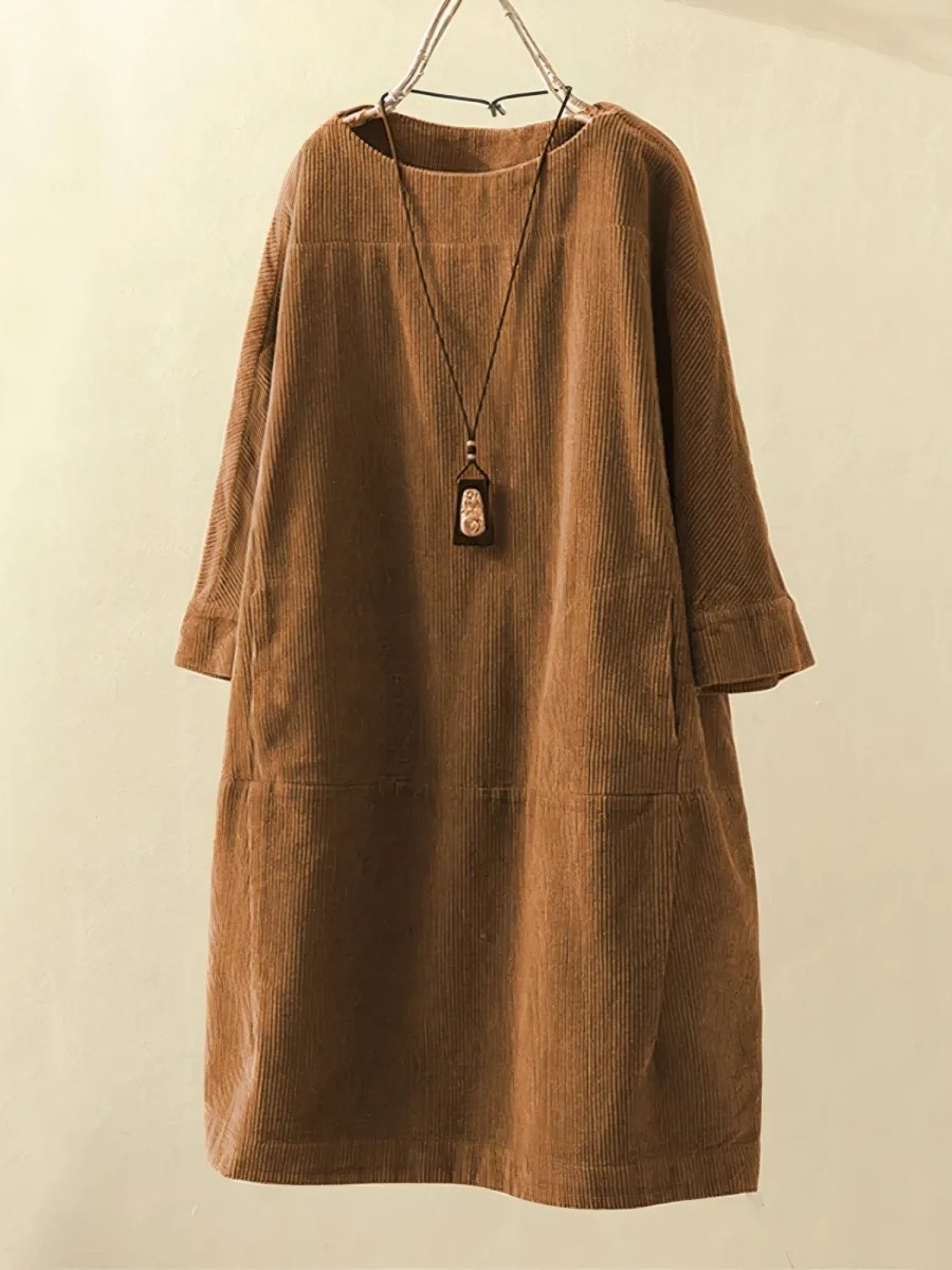 The Clara — Soft Corduroy Midi Dress