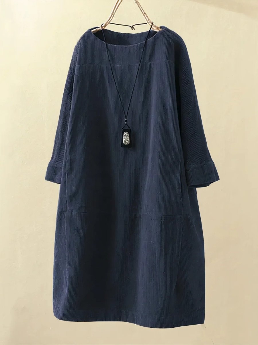 The Clara — Soft Corduroy Midi Dress