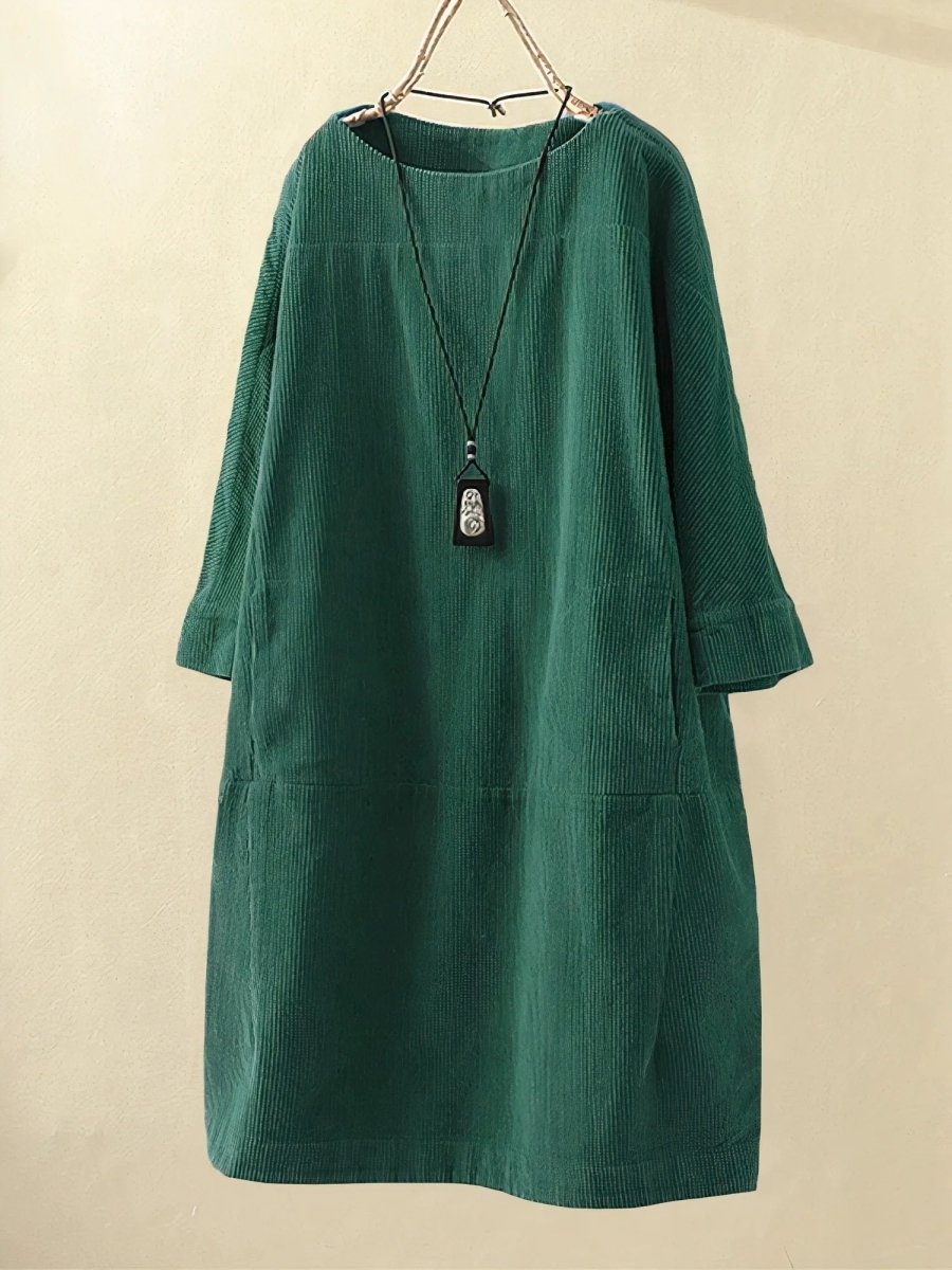 The Clara — Soft Corduroy Midi Dress