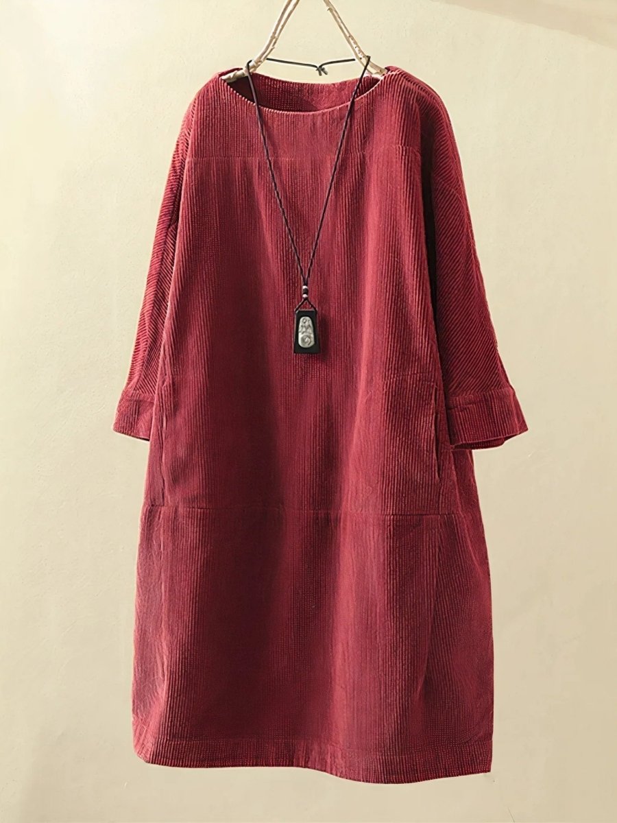 The Clara — Soft Corduroy Midi Dress