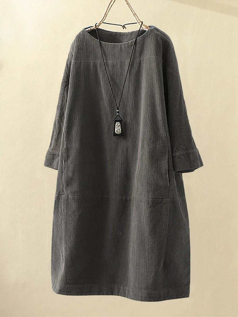 The Clara — Soft Corduroy Midi Dress