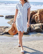 The Marceline — Striped Elegant Midi Dress
