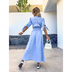 The Elara — Soft Solid V-Neck Midi Dress