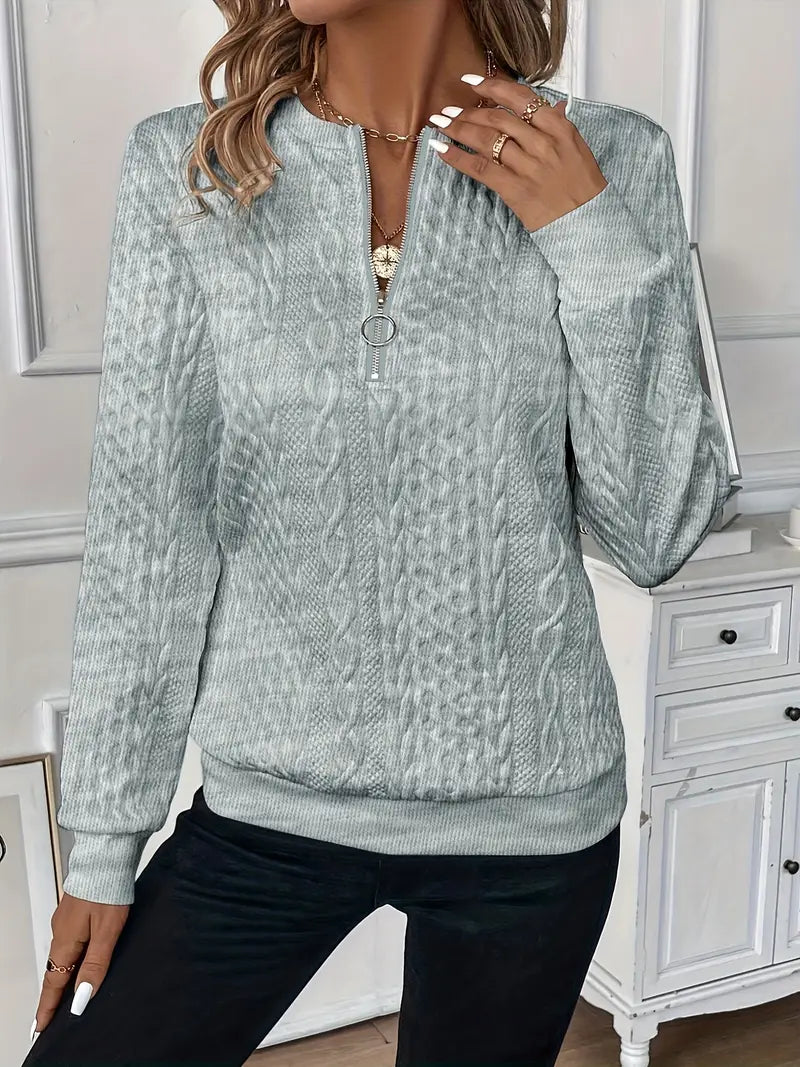 The Iris — Striped Quarter-Zip Sweater