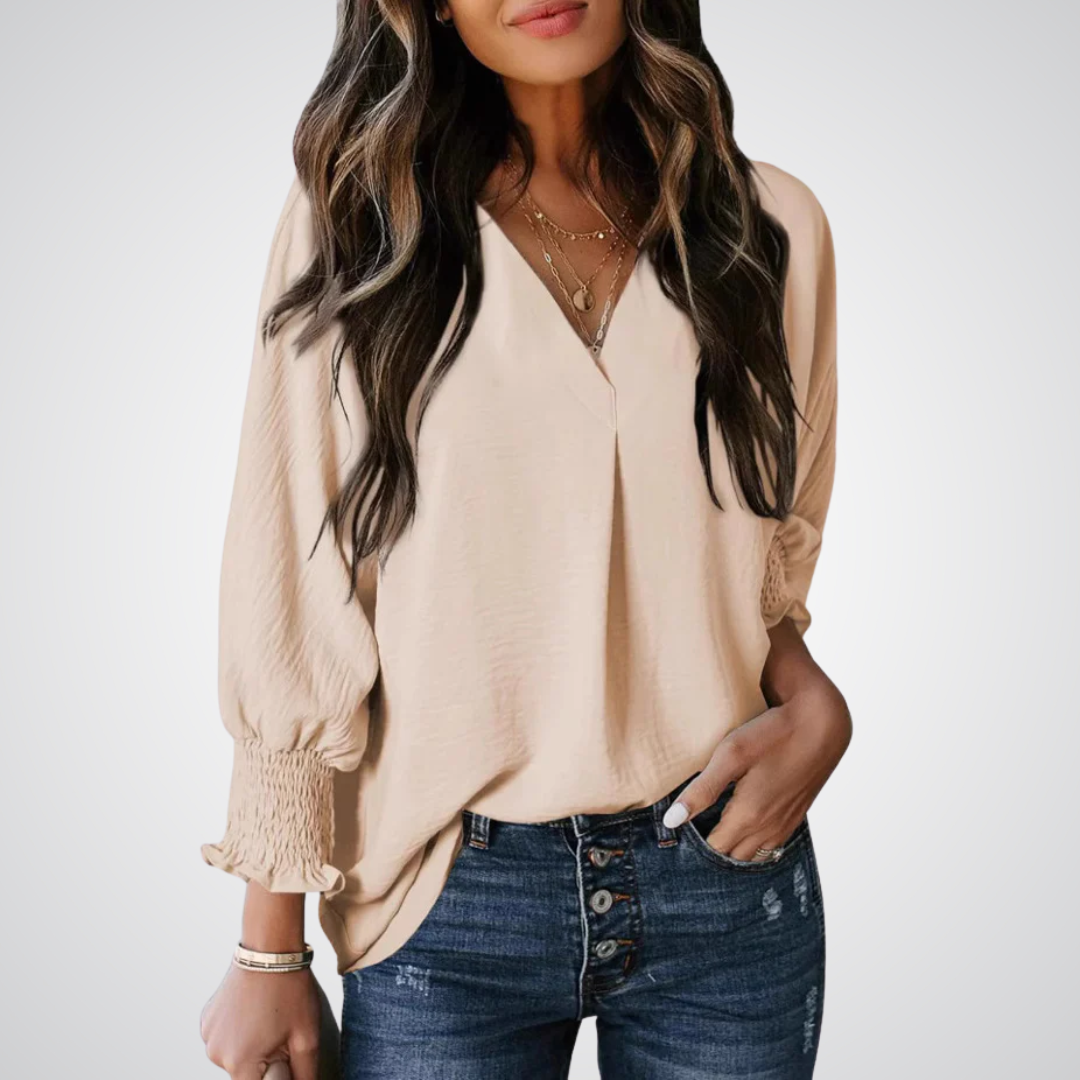 The Aurélie — Tunic-Length V-Neck Blouse