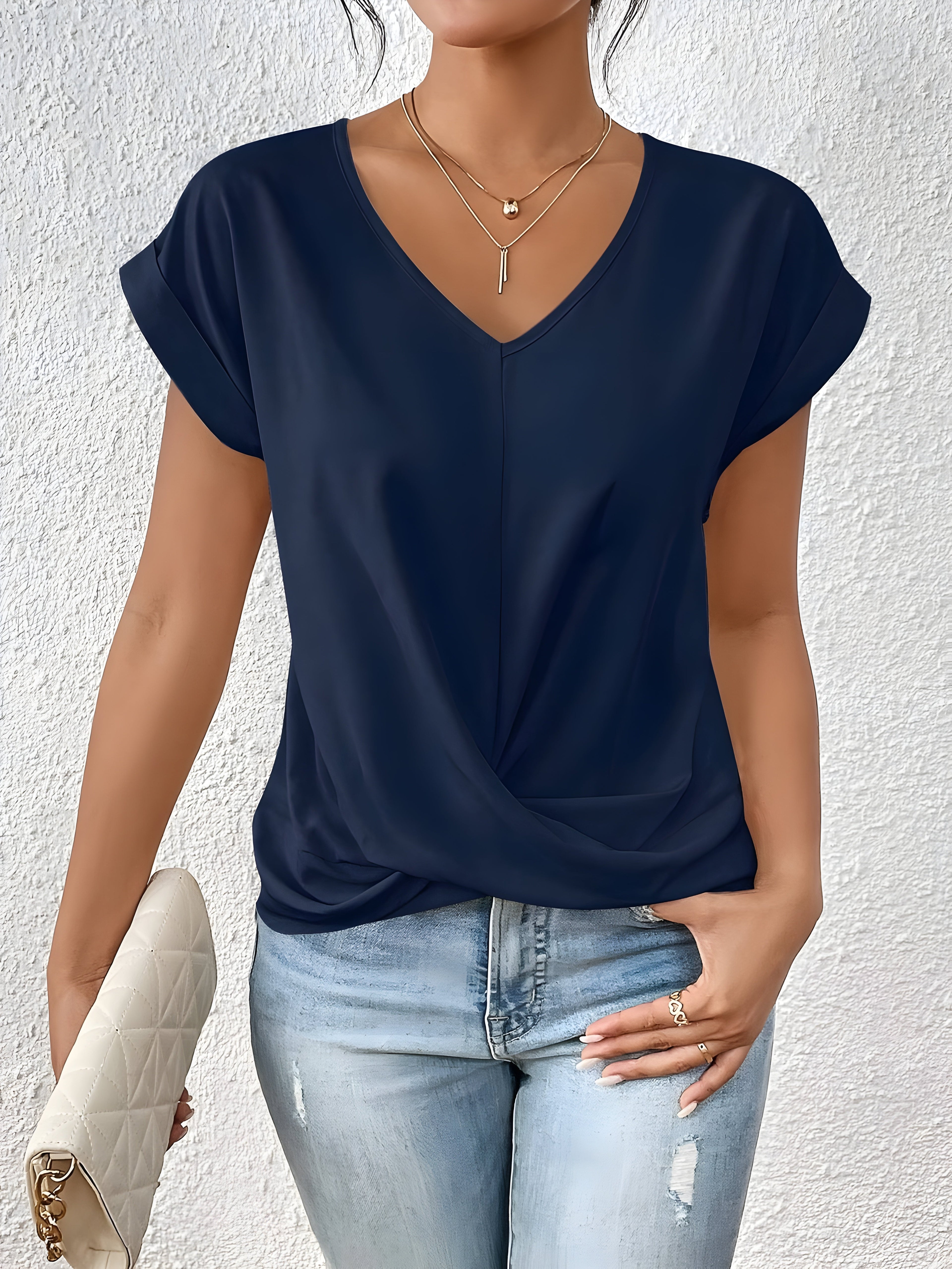 The Ottilie — Twist-Front V-Neck Top