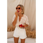 The Elvira — Floral Short-Sleeve Blouse