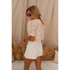 The Elvira — Floral Short-Sleeve Blouse