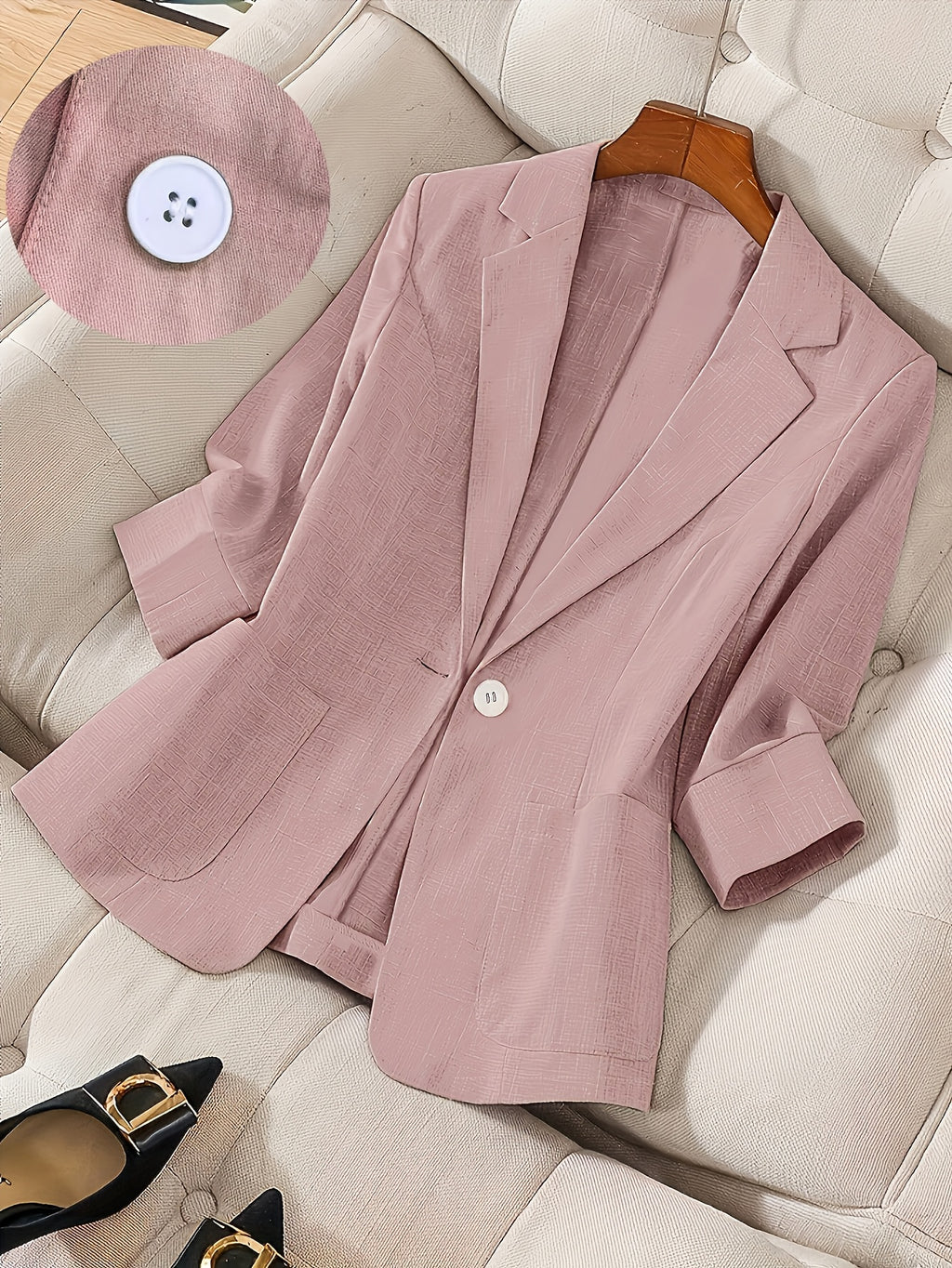 Camille — Soft Three-Quarter Sleeve Tailored Jacket