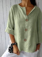 Noemie — Relaxed Button-Front Woven Blouse