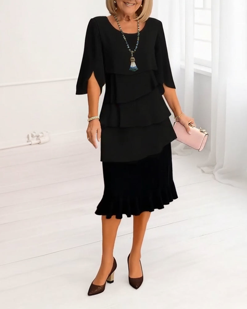 Margaux — A-Line Ruffle Midi Dress