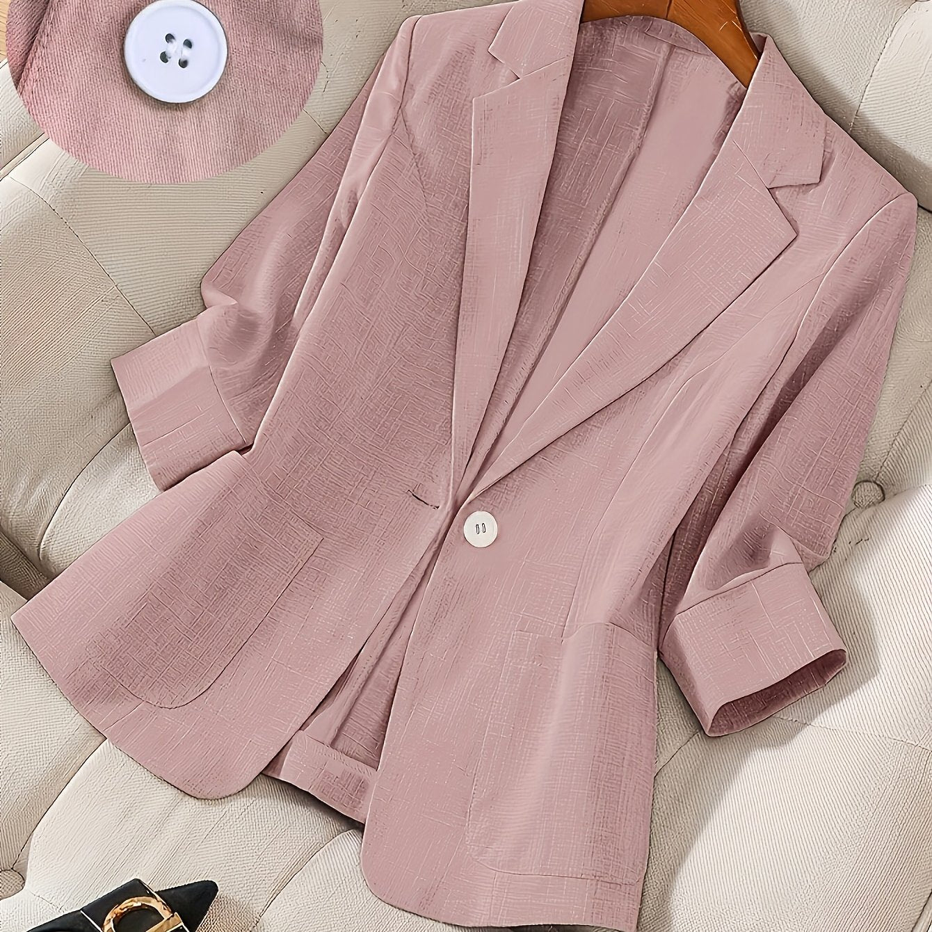 Camille — Soft Three-Quarter Sleeve Tailored Jacket