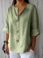 Noemie — Relaxed Button-Front Woven Blouse