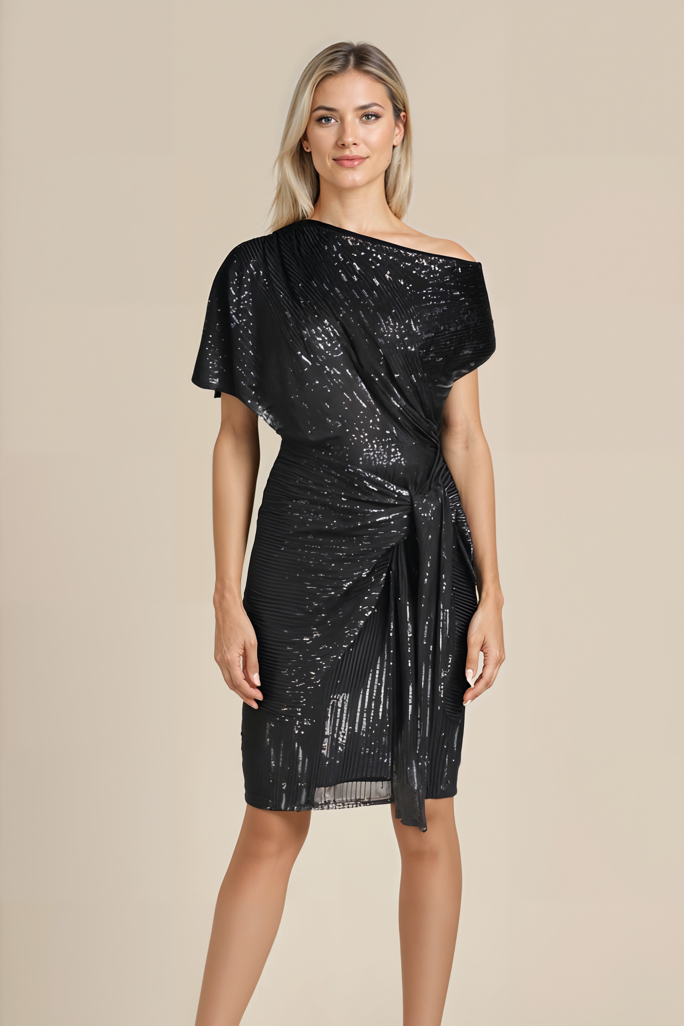 The Delphine — Fitted V-Neck Midi Dress