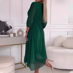 The Romane — Chiffon V-Neck Evening Dress