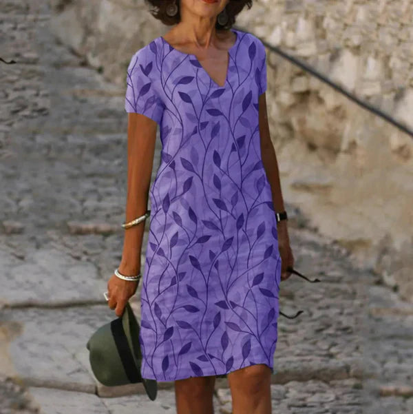 The Charlotte — Botanical Leaf Print Midi Dress