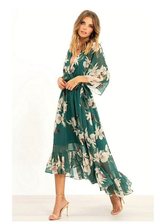 The Amélie — Floral Kimono-Sleeve Midi Dress
