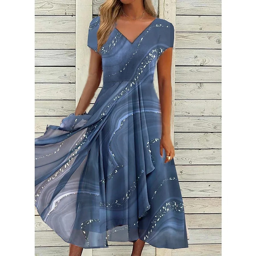 The Astrid — Flowing V-Neck Midi Dress
