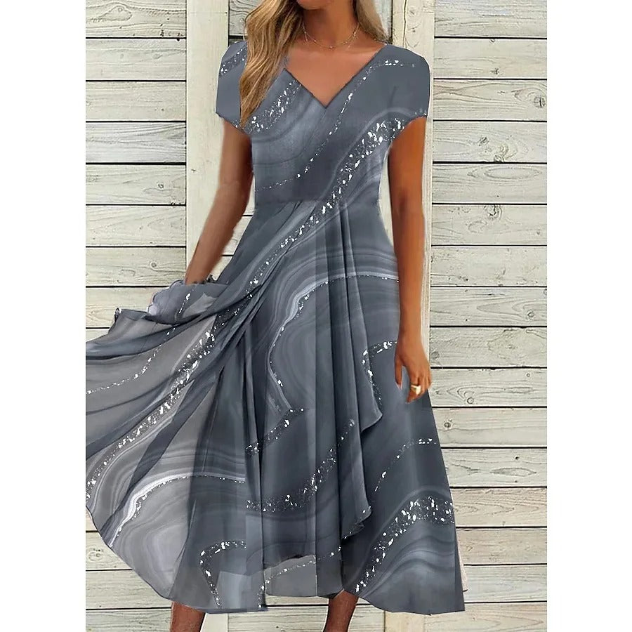 The Astrid — Flowing V-Neck Midi Dress