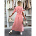 The Elara — Soft Solid V-Neck Midi Dress