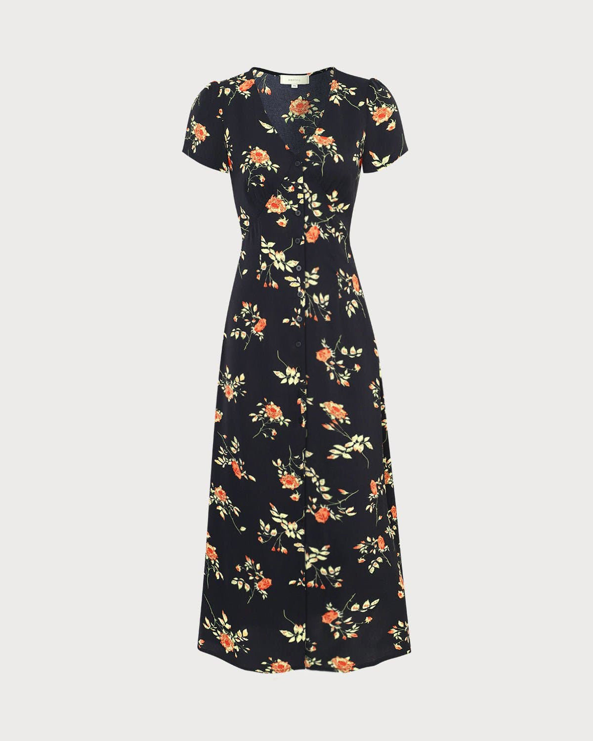 Violette — Black Floral V-Neck Maxi Dress